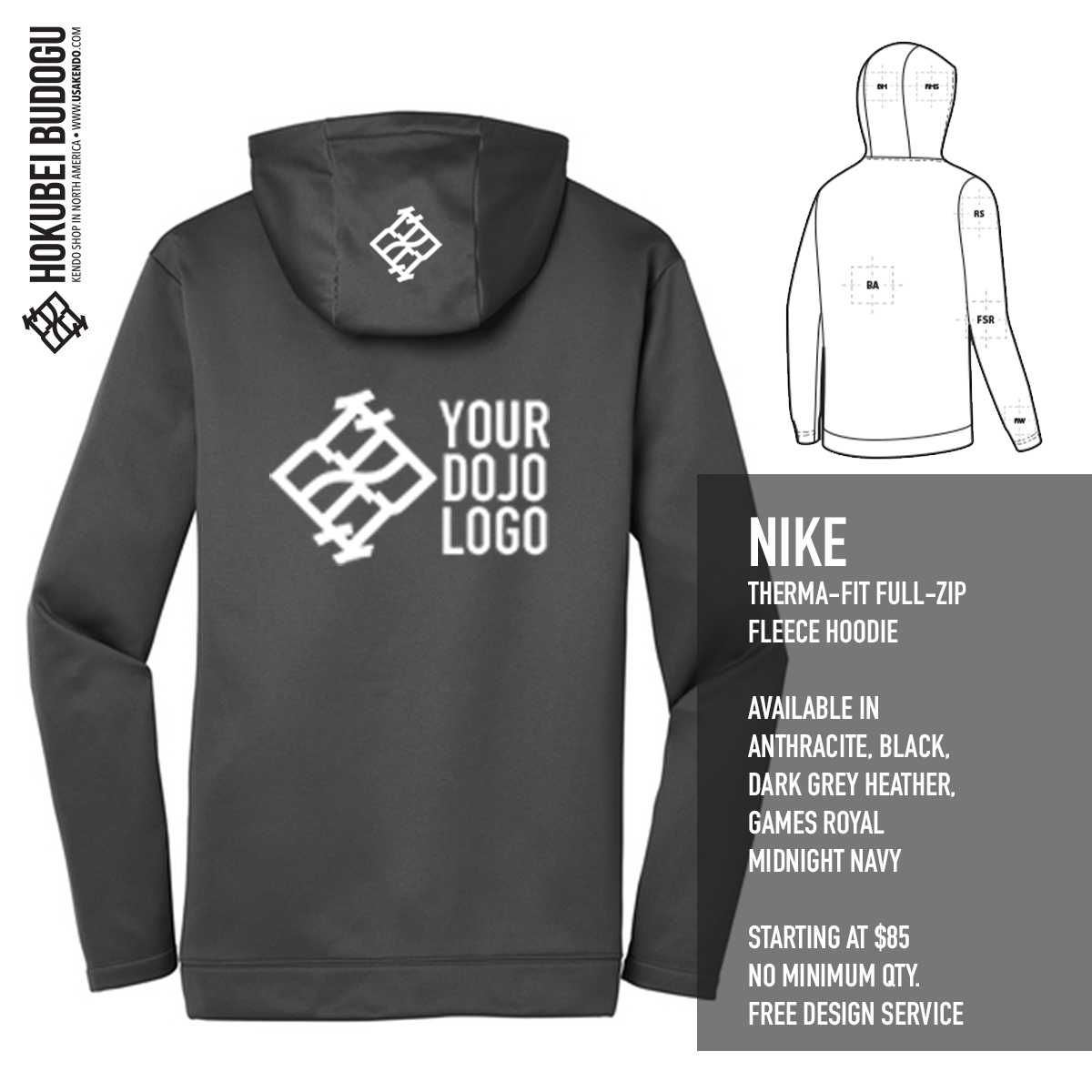 Custom Jacket - Nike Therma-FIT Full-Zip Fleece Hoodie