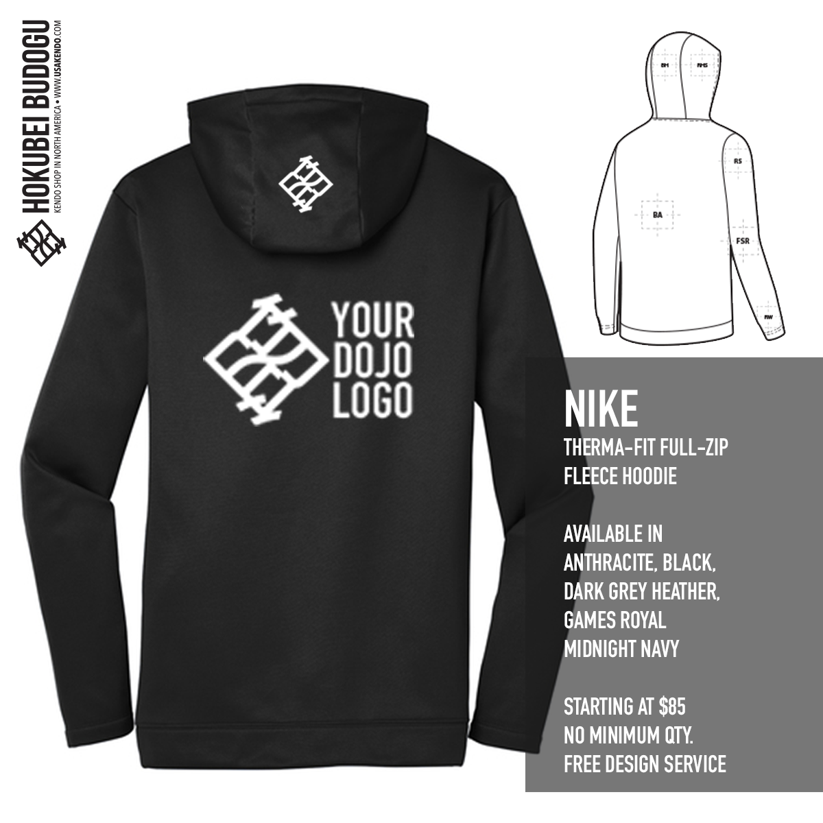 Custom Jacket - Nike Therma-FIT Full-Zip Fleece Hoodie