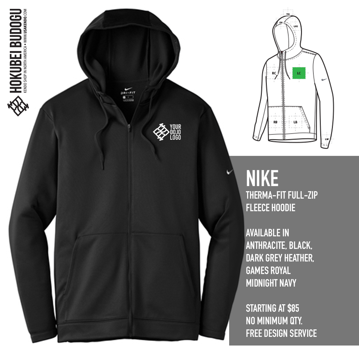 Custom Jacket - Nike Therma-FIT Full-Zip Fleece Hoodie