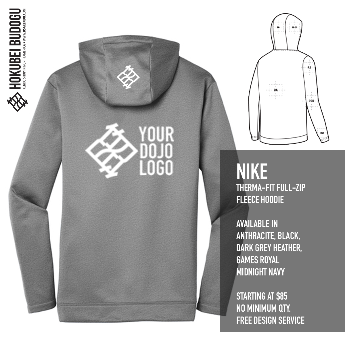 Custom Jacket - Nike Therma-FIT Full-Zip Fleece Hoodie