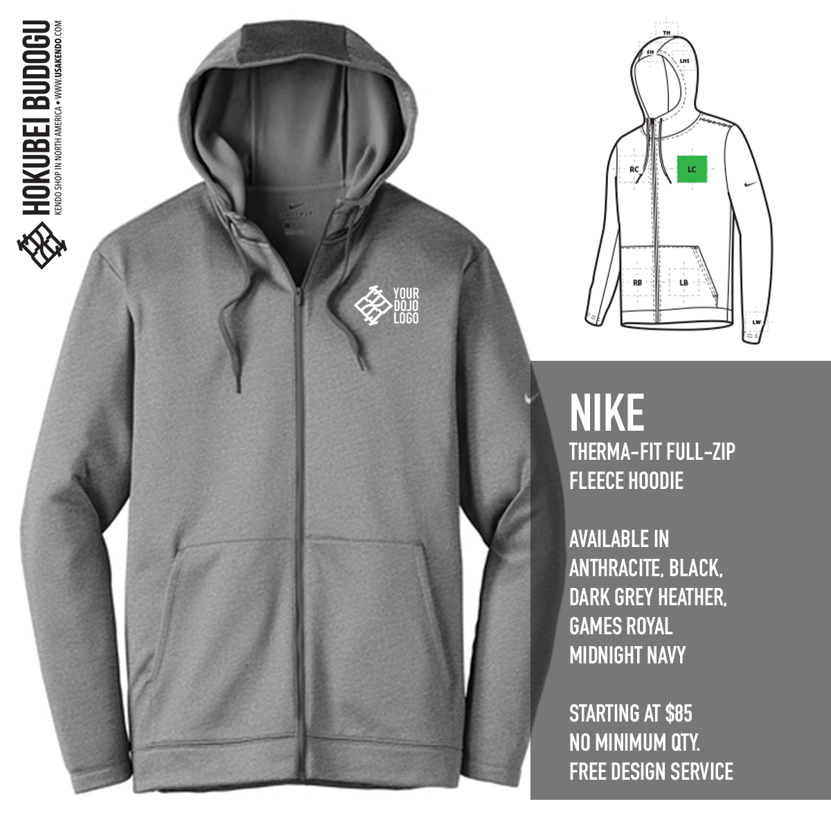 Custom Jacket - Nike Therma-FIT Full-Zip Fleece Hoodie