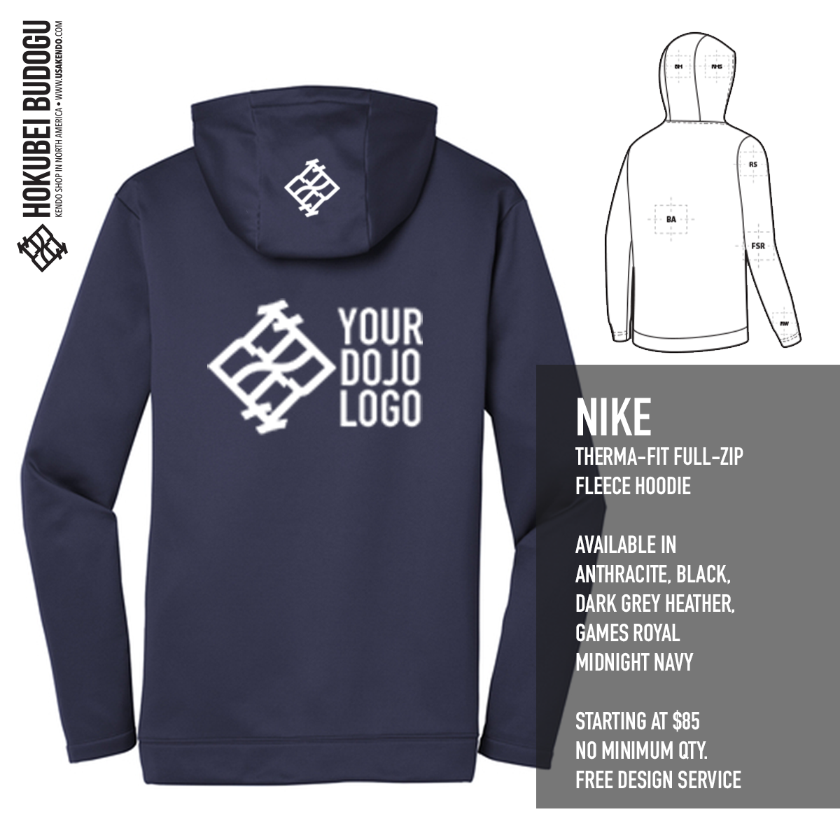 Custom Jacket - Nike Therma-FIT Full-Zip Fleece Hoodie